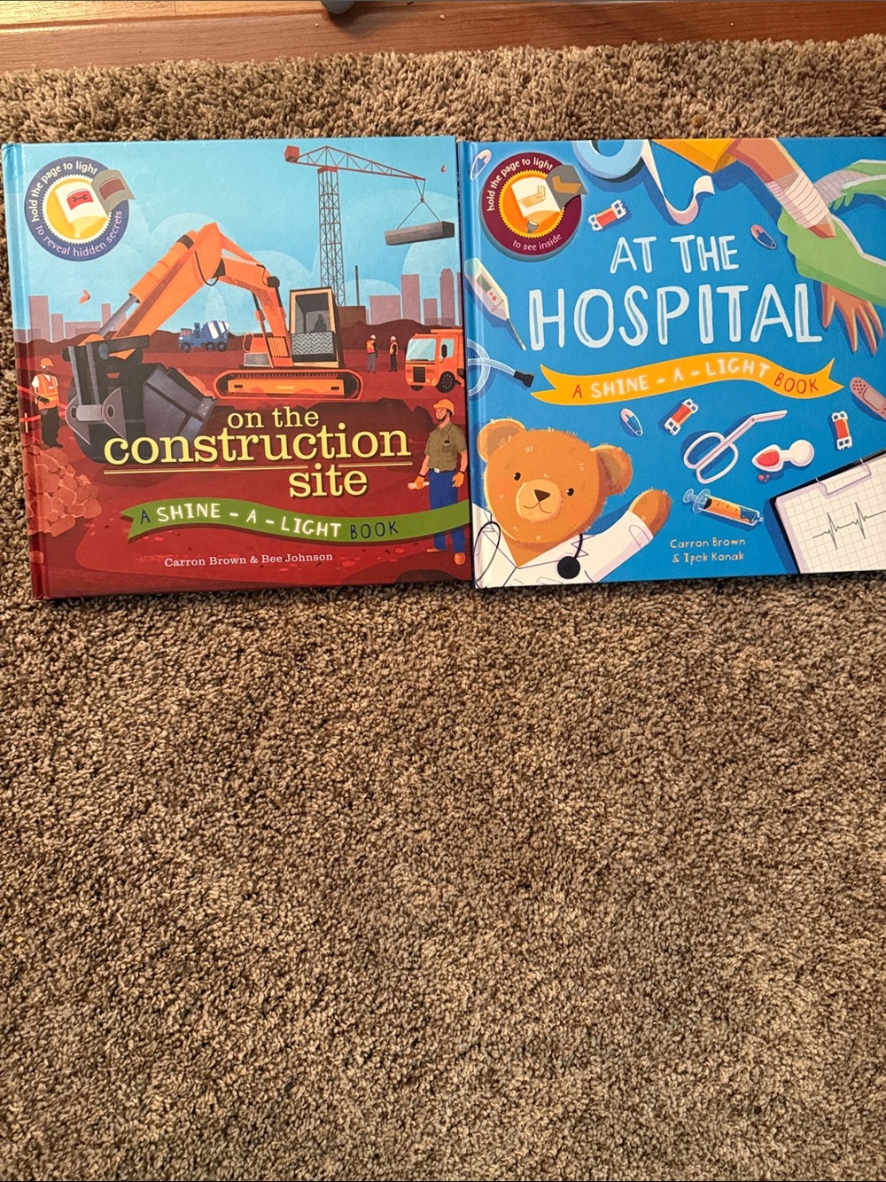 Kids Book Set - Construction Site (Red) & At The Hospital (Blue)